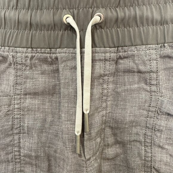 Athleta Cabo Linen Shorts Womens 8 Gray Pull On Drawstring Casual Vacation Beach - Picture 3 of 8
